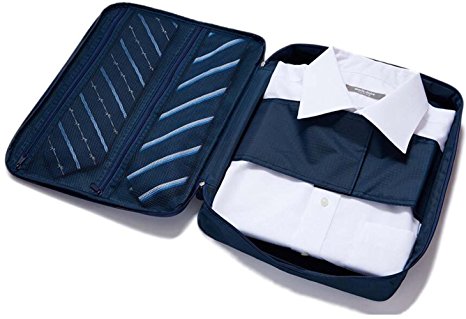 Shirt Tie Packing Garment Bag Organiser Wrinkle-free Travel Waterproof Neat Tidy Suitcase Storage Case(Navy Blue)