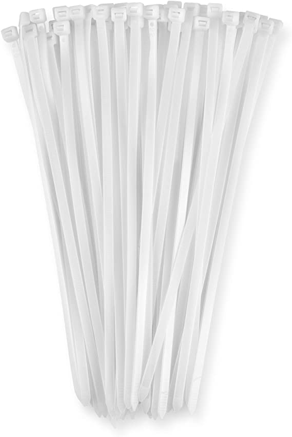 26" White 200 lb (100 Pack) Extra Heavy Duty Zip Ties, Choose Size/Color, By Bolt Dropper