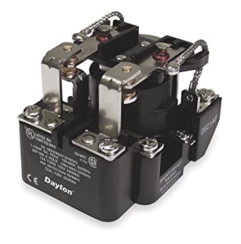 DAYTON 5X847 Contact Rating 300 VAC @ 40 AMP/28 VDC @ 40 AMP, Open Power Relay, Coil Voltage 120VAC, DPDT, Screw Terminal, 8 PIN
