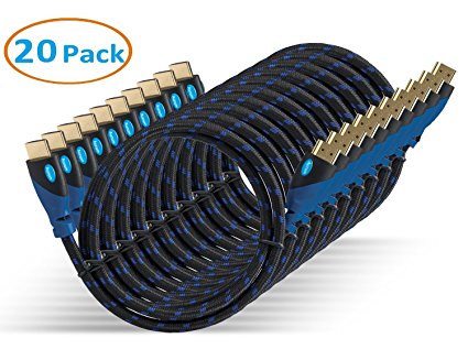 Aurum Ultra Series - High Speed HDMI Cable with Ethernet 20 Pack 3 FT - Supports 3D & Audio Return Channel [Latest Version] - 3 Feet