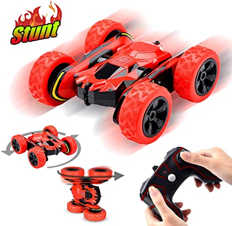 Christmas Birthday Gifts for 6-10 Year Old Boys Girls Pussan Remote Control Car for Kids RC Stunt Cars 1:28 Monster Trucks RC Crawler Off Road 360 Degree Rotation 4WD Summer Beach Toys for Children