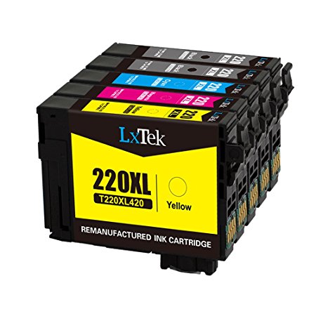 LxTeK Remanufactured Ink Cartridge Replacement Set For Epson 220XL (2 Black|1 Cyan|1 Magenta|1 Yellow) 5 Pack T220XL120 T220XL220 T220XL320 T220XL420 Compatible With Workforce WF-2630 WF-2650 XP-320