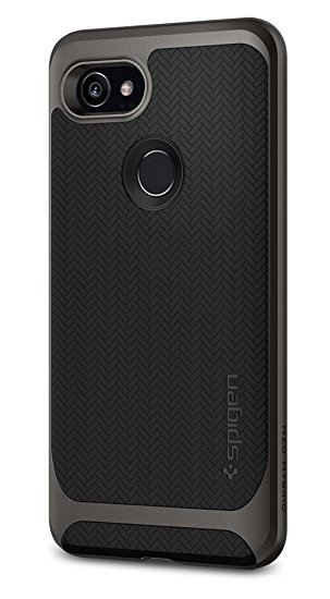 Spigen Neo Hybrid Herringbone Google Pixel 2 XL Case with Flexible Inner Protection and Reinforced Hard Bumper Frame for Google Pixel 2 XL (2017) - Gunmetal