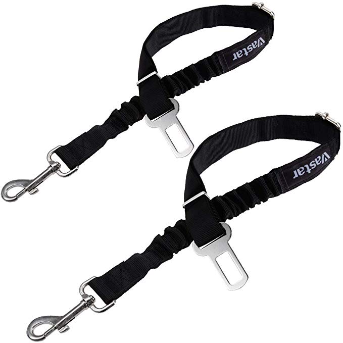 Vastar Dog Seat Belt, 2 Packs Pet Dog Seat Belt Leash Adjustable Dog Cat Safety Leads Harness, Vehicle Car Seatbelt Harness for Pets with Elastic Nylon Bungee Buffer for Shock Attenuation