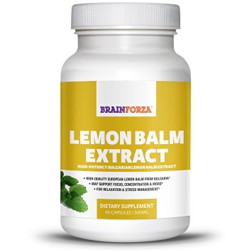 Brain Forza Bulgarian Lemon Balm Extract for Stress, Focus & Mood Support, 90 Veggie Capsules