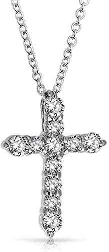 Tiny Minimalist Simple Cubic Zirconia Pave CZ Cross Pendant Necklace For Women For Teen 925 Sterling Silver