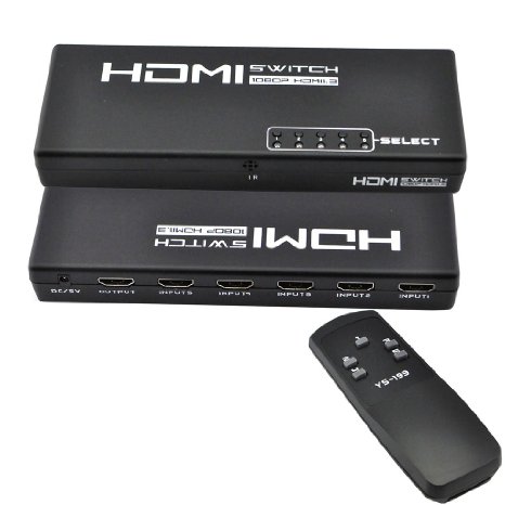 iKKEGOL 5 Port 1 x 5 HDMI Switch Switcher Selector Splitter Hub for HDTV PS3 w/IR Remote