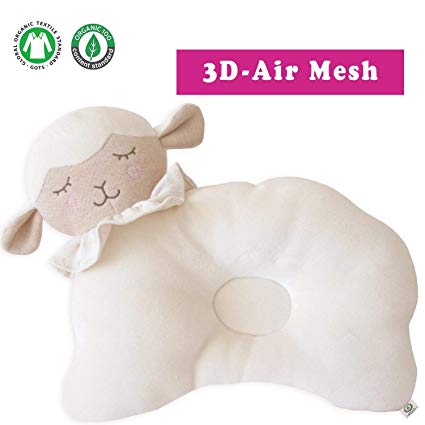 Organic Cotton Baby Protective Pillow (Baby Lamb - Cream (3D Air Mesh))
