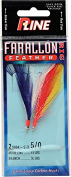 P-Line Farallon Feather 5/0 2 Hook Jigging Rig (6 Pack)