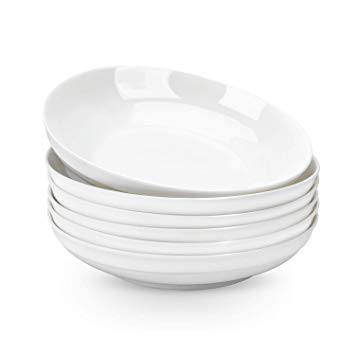 AnBnCn Porcelain Pasta/Salad Bowls - 27 Ounce - Set of 6, Large Serving Bowl Set, White