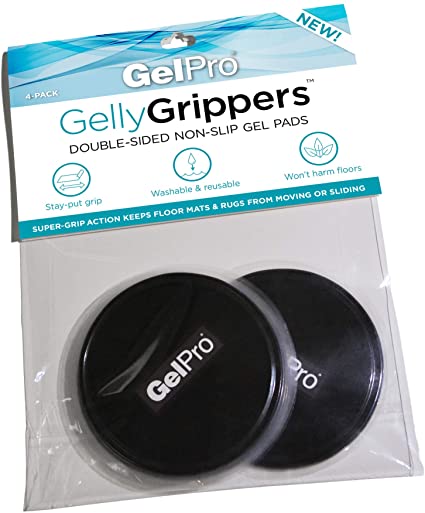GelPro GellyGripper 3" Adhesive Anti Skid Grip Pad for Under Area Rug/Standing Desk Mat or to Hold Phones - Gripper Gels Stick On Tile/Hardwood Floors or Car Dash, 3" Diameter, Black