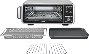 Ninja FT205CO Digital Air Fry Pro Countertop 10-in-1 Oven w/Extended Height, XL Capacity, Flip Up & Away Storage, with Air Fry Basket, Sheet Pan, Broil Rack, Wire Rack & Crumb Tray, Silver (Renewed)