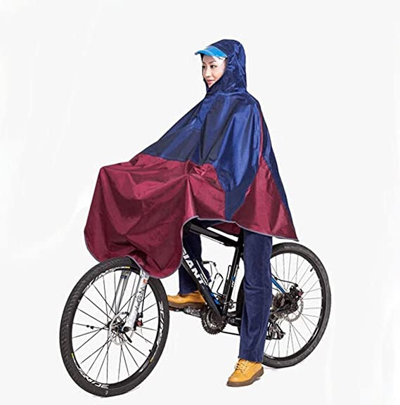 Mens Womens Cycling Bicycle Bike Raincoat Rain Cape Poncho Hooded Windproof Rain Coat Mobility Scooter Cover