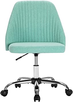 Home Office Chair, Mid-Back Armless Twill Fabric Adjustable Swivel Task Chair for Small Space, Living Room, Make-up, Studying