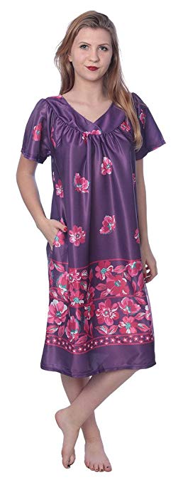 Women's Short Sleeve Housecoat Floral Duster Nightgown