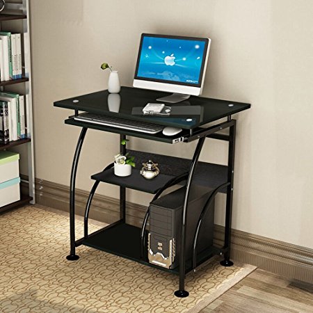 Home Office PC Corner Computer Desk Laptop Table Workstation Furniture Black