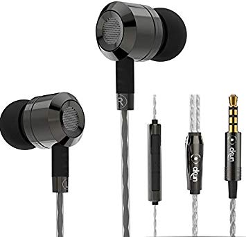 Mic with in Earphones for Music Players Tablet PC,Okun G50MW HD Earphones Metal Noise Isolating Fit In-Ear Headphones Powerful Bass for Music Players Mobiles (Mic with Volume)