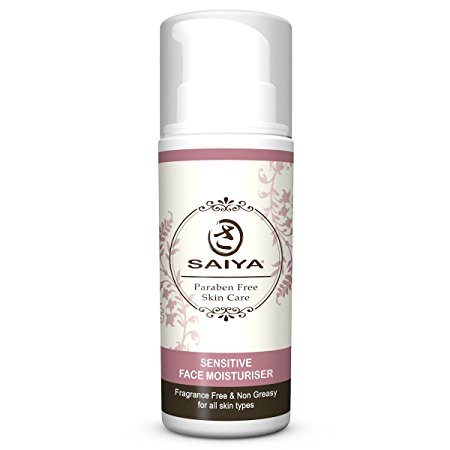 Supreme Sensitive Face Moisturiser By Saiya | Natural Essential Coconut & Grape Seed Oils & Vitamin E | Lightweight & Absorbent Textrure | Non Greasy Cream Lotion & Fragrance Free | For Men & Women