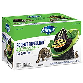 Mint-X Rodent Repellent Trash Bags, 33 gal. Capacity (Box of 40)