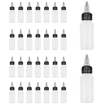 Bekith 30 Pack Dispensing Bottles 30mL 1oz Boston HDPE Plastic Bottle with Twist Top Cap
