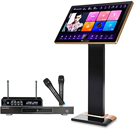 2020 InAndon KV-503 Pro Karaoke Player 4T, with 2 top Grade Wireless Mic, 21.5'' Capacitive Touch Screen Intelligent Voice Keying Machine Real-time Score The Latest Style (KV-503 Pro 4TB  21.5")