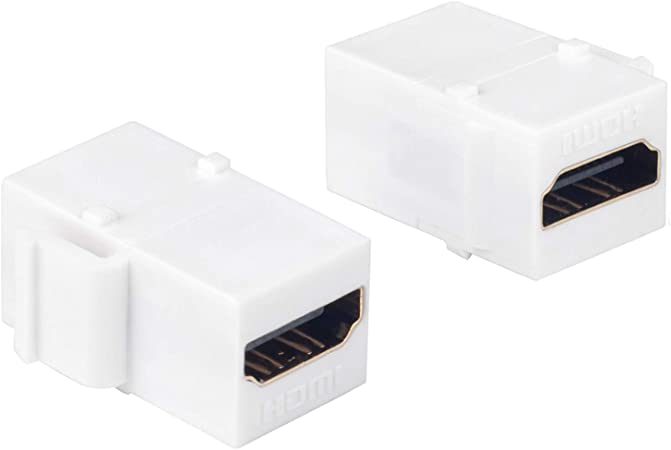 Keystone Jack Inserts, MOERISICAL 2 Pack Keystone HDMI Adapters Female to Female Connector, Female Coupler Insert Snap-in Connector Adapter Port for Wall Plate Outlet Panel