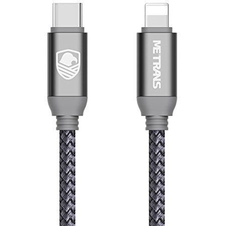 USB 3.1 Type C to Lightning Cable,Metrans USB C 3.1 Male to Lightning Charging Cable Sync & Data Cable for iPhone 6/ 7/6s 7 Plus / iPad / New MacBook / Chromebook Pixel / HP Pavilion,Grey