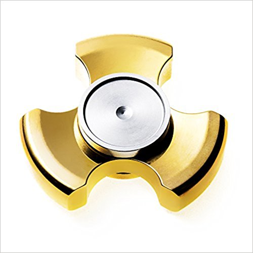 Geez Tri Mini Fidget Spinner. Bronze Metal. 2.2" by 0.5" thick three sided. Full Ceramic Bearing, 4  Min Spin Time. ADHD Stress Anxiety Relief. Adult EDC Cheap Prime Fast Shipping