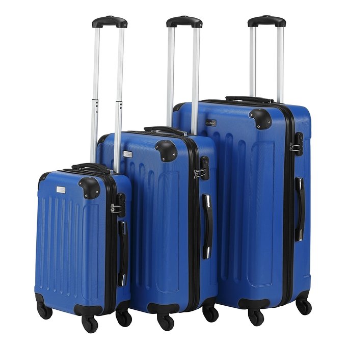 VonHaus 3-Piece Luggage Set made from ABS - Large, Medium and Carry On Suitcase with Wheels, Lock and Telescopic Handle