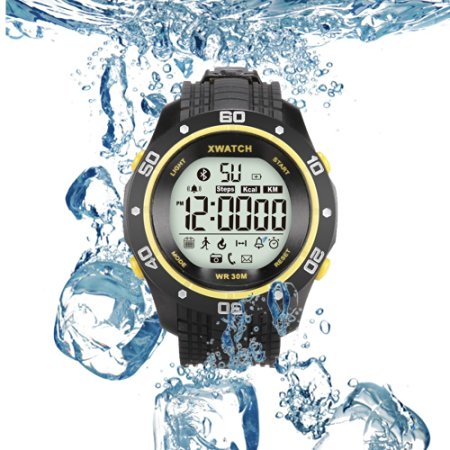 DMYEC Outdoor Sport Fitness Watch Bluetooth IP68 Waterproof Pedometer Running Smart Watch With Remote Camera Call SMS Reminder for Android and IOS One Year Long Standby(Yellow)
