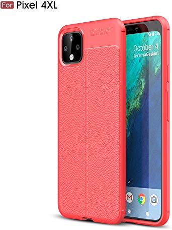 Google Pixel 4XL Case, Silicone Leather[Slim Thin] Flexible TPU Protective Case Shock Absorption Carbon Fiber Cover for Google Pixel 4XL Case (Red)