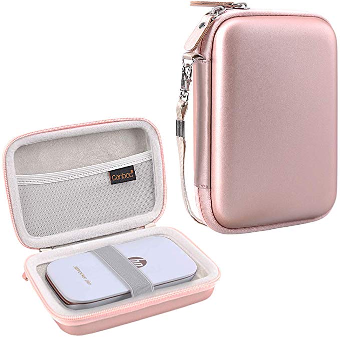 Canboc Shockproof Carrying Case Storage Travel Bag for HP Sprocket Plus/Select Instant Photo Printer, Kodak Mini 2 / Mini Shot Portable Mobile Printer Camera Protective Pouch Box, Rose Gold
