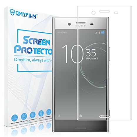 Xperia XZ Premium Screen Protector, OMYFILM Xperia XZ Premium Tempered Glass [Edge to Edge] [Bubble Free] 9H Hardness Screen Protector for Sony Xperia XZ Premium (Clear)