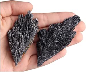 Acxico 2Pcs 20g Black Kyanite Crystal - Bulk Crystal Natural Kyanite Blades - Black Kyanite