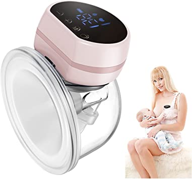 Decdeal Wearable Hands Free Invisible Electric Breast Pump Portable Integrated Breast Pump 3 Modes 9 Levels of Suction for Home Travel