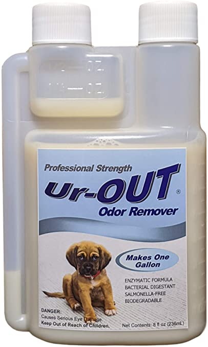 Ur-OUT Pet Urine Enzyme Cleaner Destroys Uric Salt, Makes 1 Gallon of Permanent Dog Pee Odor Remover, Cat Spray Smell Eliminator, Enzymatic Solution Takes Stinky Carpet Stains Out