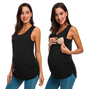 Nursing Tank Tops Maternity Sleeveless Shirt Ultra Soft Sleep Bra Clothes Mama Breastfeeding Cami Shirts