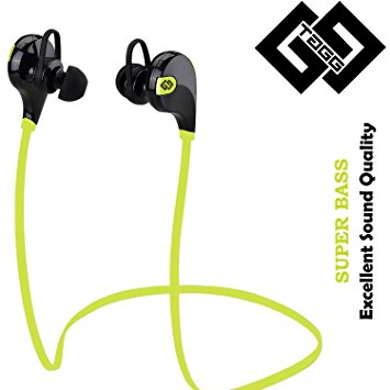 TAGG® T - 07 Wireless Sports Bluetooth Headphone Headset with Mic + Free Carry Pouch || Sweatproof Earbuds, Best for Running,Gym || Noise Cancellation || Stereo Sound Quality || Compatible with Iphones, IPads, Samsung and other Android Devices || 100% Satisfaction Guaranteed ✔