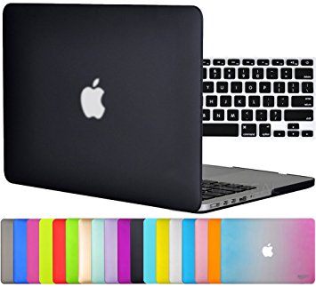 Easygoby 2in1 Matte Frosted Silky-Smooth Soft-Touch Hard Shell Case Cover for Apple 13.3"/ 13-inch Macbook Pro with Retina Display Model A1425 /A1502 (NO CD-ROM Drive)   Keyboard Cover - Black