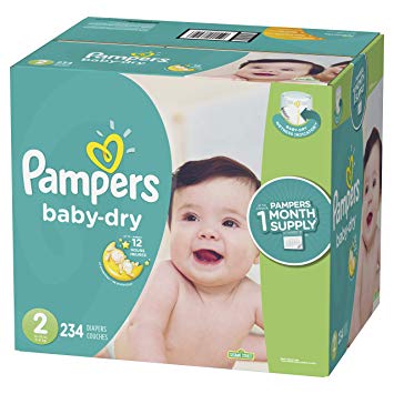 Pampers Baby Dry Disposable Baby Diapers, Size 2, 234 Count, ONE MONTH SUPPLY