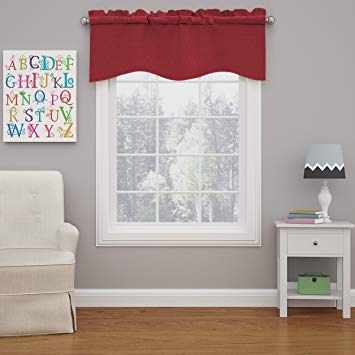 ECLIPSE Valances for Windows - Kendall 42" x 18" Short Curtain Valance Small Window Curtains Bathroom, Living Room and Kitchens, Chili