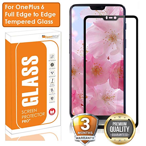 OpenTech® Edge to Edge Tempered Glass Screen Protector for OnePlus 6 with Installation kit