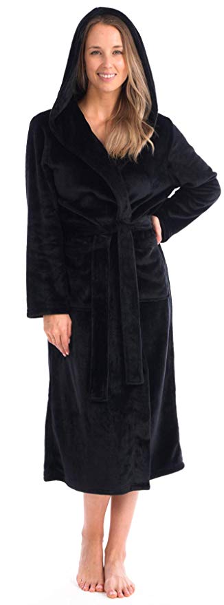 Patricia Women's Full Length Ultra Soft Premium Plush Shawl Collar Hooded Robe