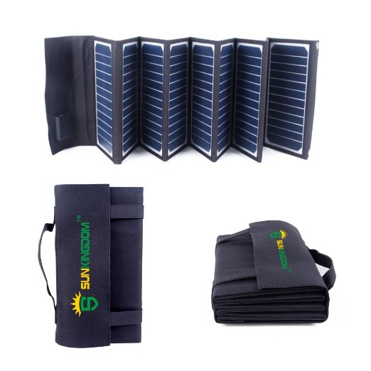 SUNKINGDOM™ 60W 2-port Output Solar Charger with PowermaxIQ Technology for iPhone, iPad, Samsung, Laptops and More