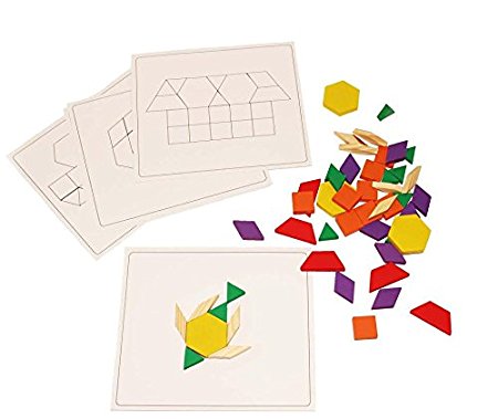 Dazzling Toys Wooden Blocks and Board Set, Pattern Boards Included. Set Contains 120 Wooden Blocks Great Party Gift.