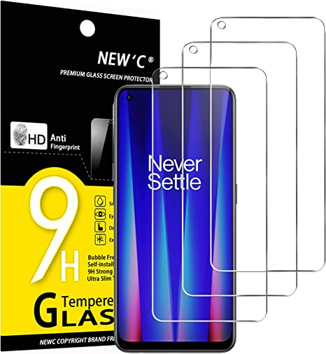 NEW'C 3 Pezzi, Vetro Temperato per OnePlus Nord CE 2 5G, Pellicola Prottetiva Anti Graffio, Anti-Impronte, Senza Bolle, Durezza 9H, 0,33mm Ultra Trasparente, Ultra Resistente