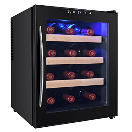 AKDY 12 Bottle Single Zone Thermoelectric Freestanding Wine Cooler Cellar Chiller Refrigerator Fridge Quiet Operation