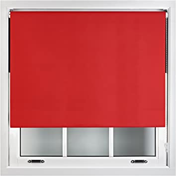 FURNISHED Blackout Roller Blind in Different Colours & Sizes - Trimmable - Red 90cm x 165cm