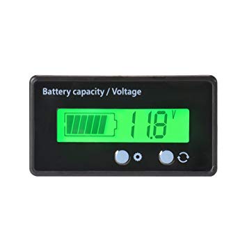 XCSOURCE Waterproof 12/24/36/48V LCD Lead-acid Battery and Lithium Battery Capacity Tester Voltage Meter Monitor Green Backlight for Vehicle Battery BI727