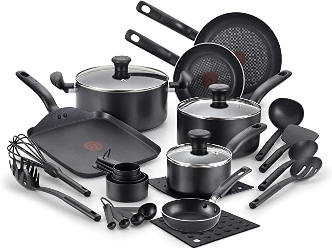 T-fal Initiatives Nonstick Inside and Out, 20-Piece, Black